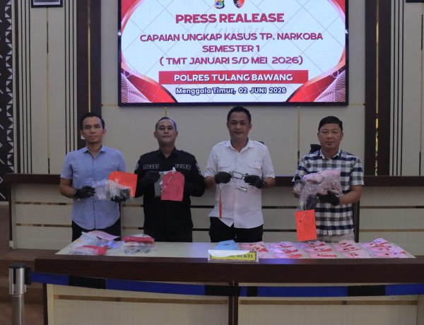 Tekan Peredaran Narkoba, Polres Tulang Bawang berhasil mengungkap 58 kasus Narkoba dan Sita Barang Bukti Narkotika